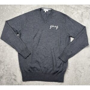 Peter Millar Merino Wool V-Neck Sweater‎ Men's  Small Gray